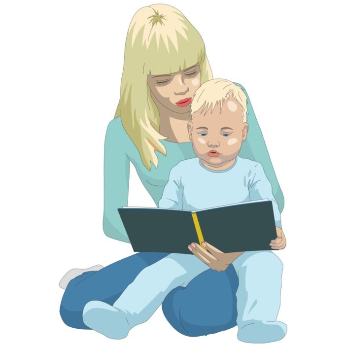 Mother reading for her baby