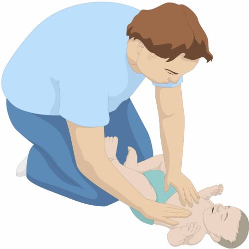 Father giving baby massage