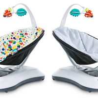 4moms rockaRoo bouncer review - plain and patterened covers shown