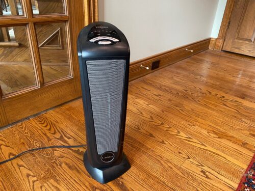 Lasko, great space heater for a nursery or baby room. Upright, cool to touch, ceramic heater.