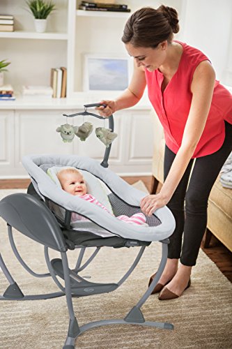 pink and grey baby bouncer