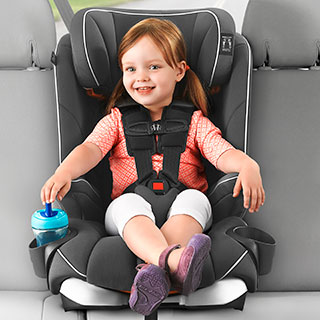 Image of a child in the Chicco MyFit Harness + Booster Car Seat