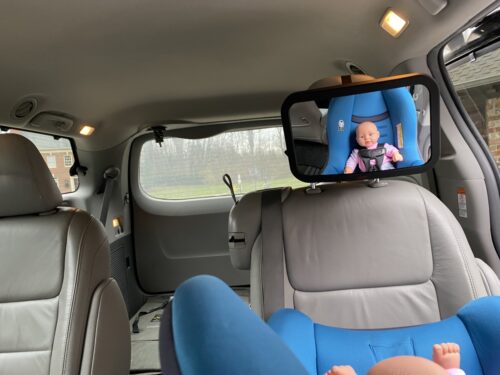 lusso baby car mirror in our van