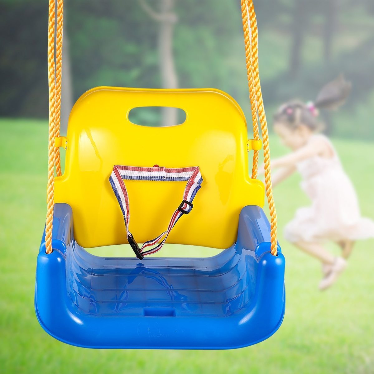 baby swing hanging from door