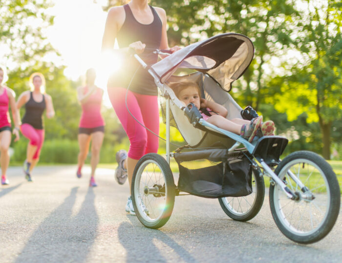 woman jogging with jogging stroller