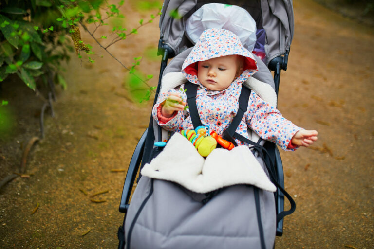 baby riding in a stroller