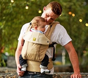 dad with baby carrier