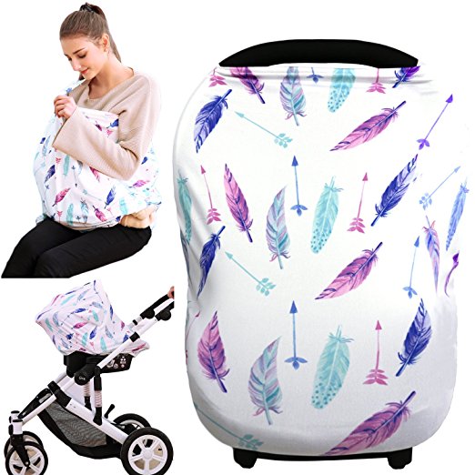Nursing Cover for Breastfeeding Busy Mom Baby Car Seat Canopy Super Soft Cotton Multi Use Nursing Scarf Infant Stroller Cover for Girls and Boys