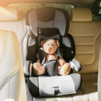 Teddy Bear Sitting in Child's Car Seat