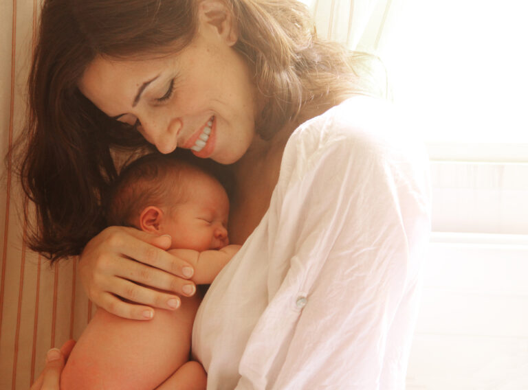 Mom holding baby