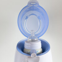 baby bottle sterilizer with the top open