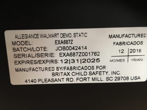 Britax Allegiance Car Seat Expiration Label