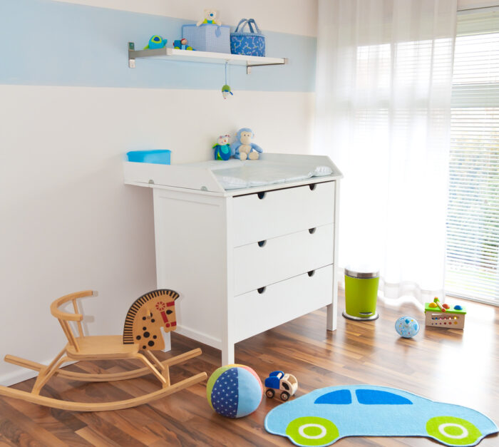 a changing table in a nursery