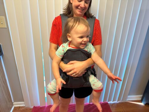 Front carry of toddler in BabyBjorn One Air