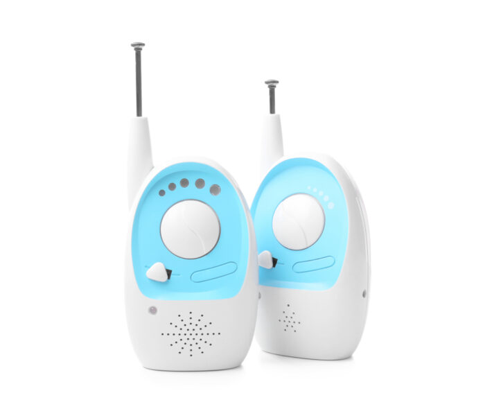 audio baby monitor units on white background
