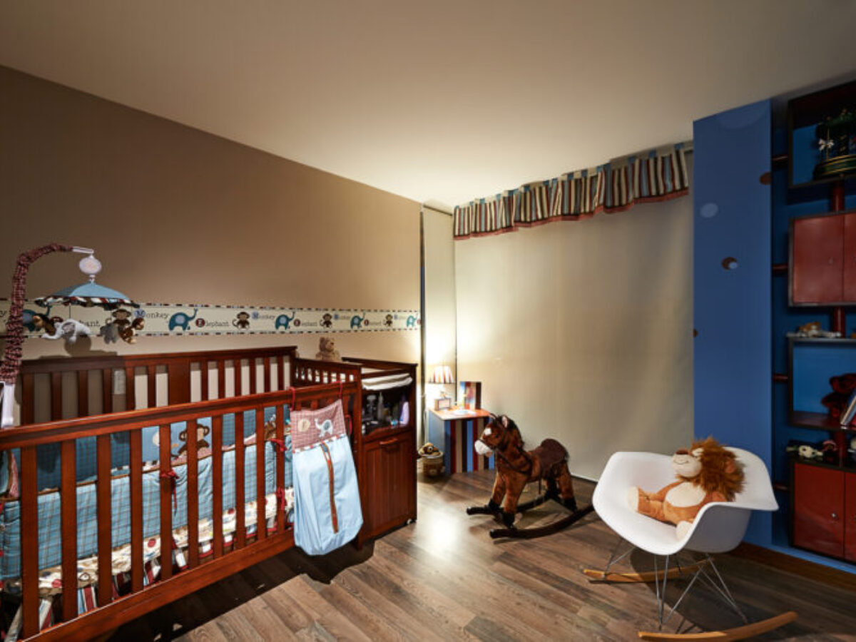 crib with changing table on left side