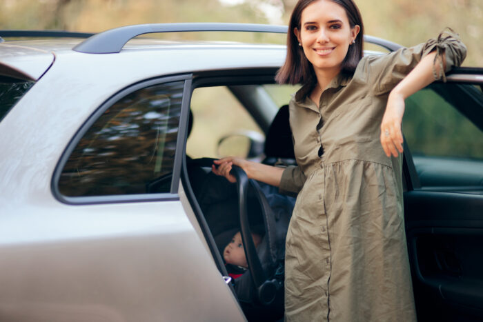 Mom with Rear Facing Infant Car Seat