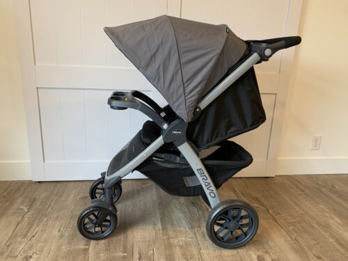 The Chicco Bravo Stroller has a deep recline to keep toddlers comfortable when napping on the go.