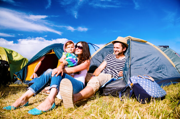 family camping with baby