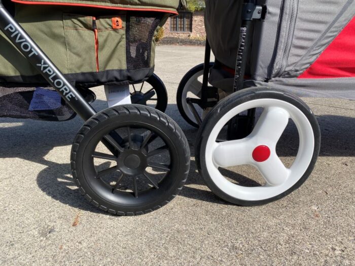 evenflo pivot xplore wheel size vs radio flyer discovery 