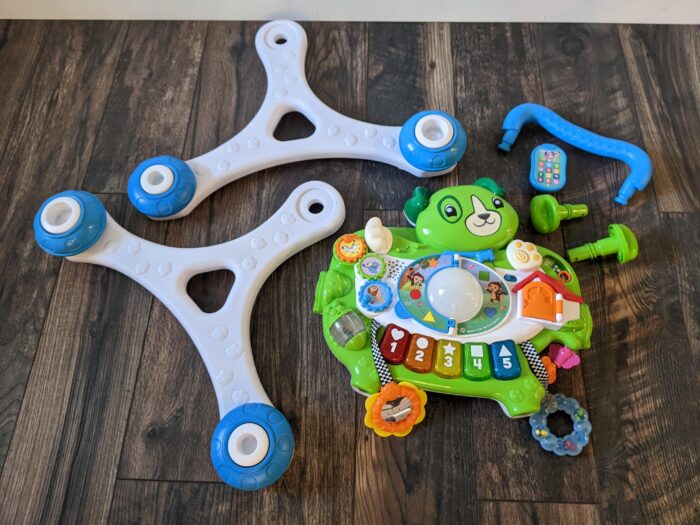 Leap-Frog 3-in-1 Walker out of the box parts on the floor