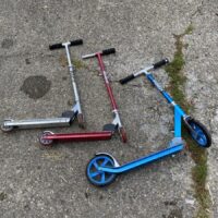 three folding aluminum scooters