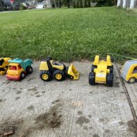 toy trucks outside